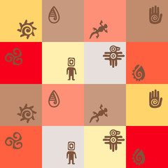 Seamless background with Mexican relics dingbats characters