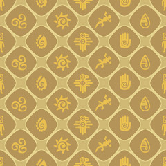 Seamless background with Mexican relics dingbats characters