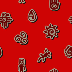 Seamless background with Mexican relics dingbats characters