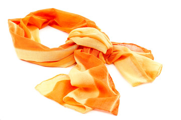 Orange scarf or shawl on white background.