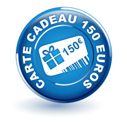 carte cadeau 150 euros sur bouton bleu