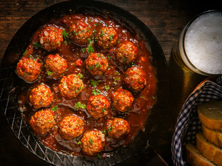 Succulent beef meatballs in a spicy sauce