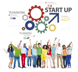 Startup New Business Plan Strategy Teamwork Concept