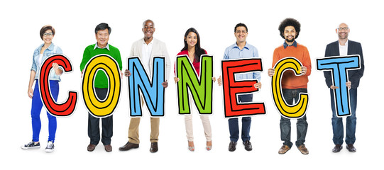Multiethnic Group People Holding Letter Connect Concept