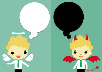 thinking of god and devil half body