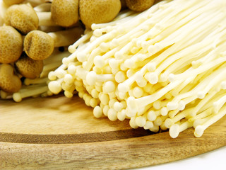 variety of mushrooms on wooden chopping board