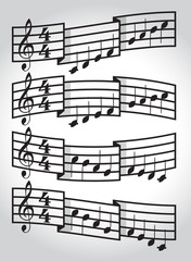 Naklejka premium Musical scale and bars with notes. Illustration