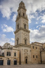 Fototapeta na wymiar Belfry of the cathedral in Lecce
