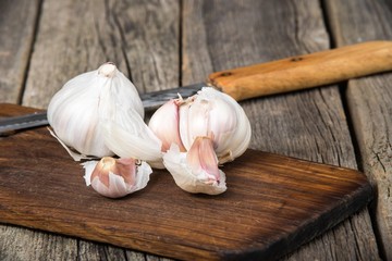 Garlic on wooden background