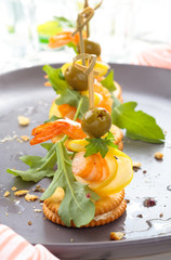 Prawn canapes.
