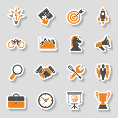 Business Strategy Icon Sticker Set