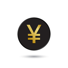 Obraz premium Simple gold on black Japanese yen icon