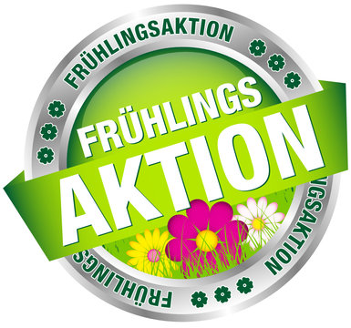 Button Banner "Frühlingsaktion" grün/pink/silber