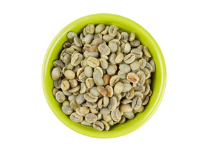 green coffee beans in bowl