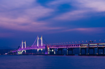 GwangAn Bridge and Haeundae in Busan,Korea