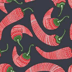 Red chili peppers seamless vector pattern
