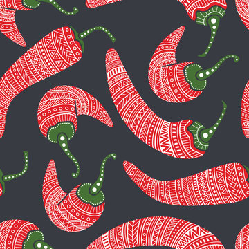 Fototapeta Czerwona papryka chili wektor wzór