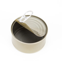 open tin golden aluminum canned