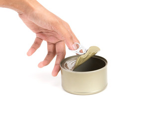 hand pull and open tin golden aluminum canned