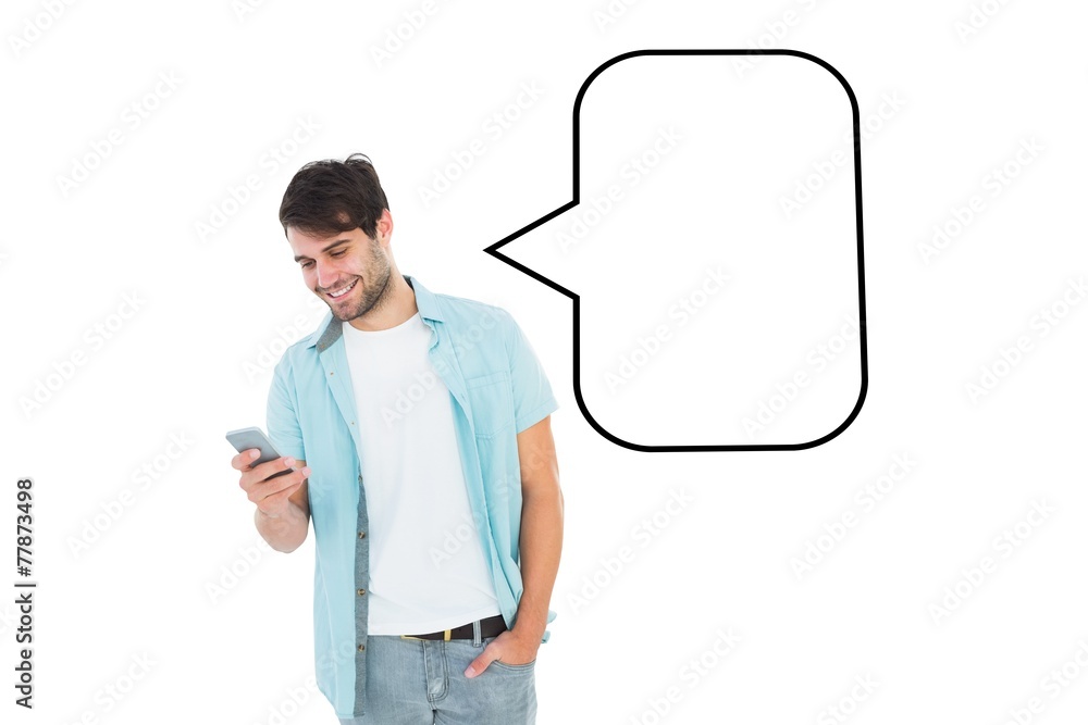 Leinwandbilder composite image of happy casual man sending a text message