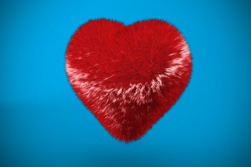 Deep red heart on blue background