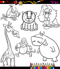Naklejka premium animals set cartoon coloring book