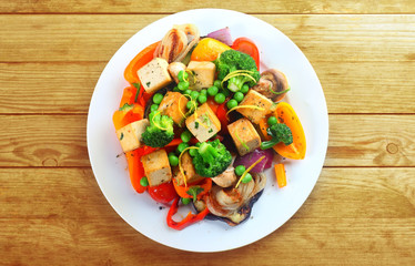 Grilled roast vegetables with tofu