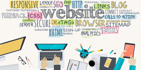 Flat design illustration concept for website development
