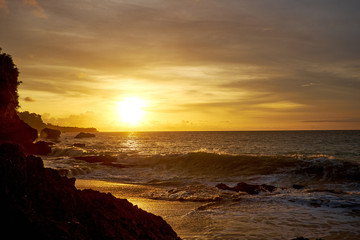 Amazing  beach destination sunrise or sunset with beautiful brea