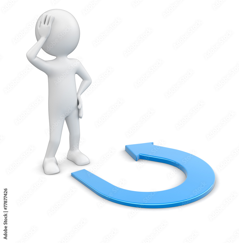 Poster man and arrow sign (clipping path included)