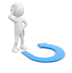 Man and arrow sign (clipping path included)