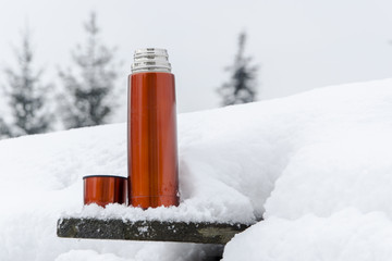 thermos in the snow
