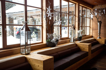 modern wooden interior at Alpine ski resort