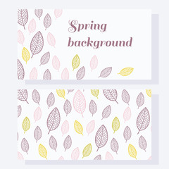 Business card set with stylish leaves in vector