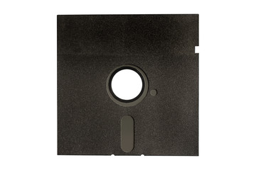 Black floppy disk isolated on white background