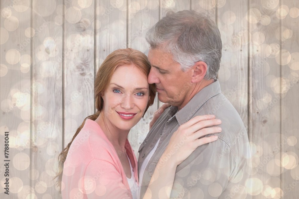 Aufkleber composite image of casual couple hugging and smiling