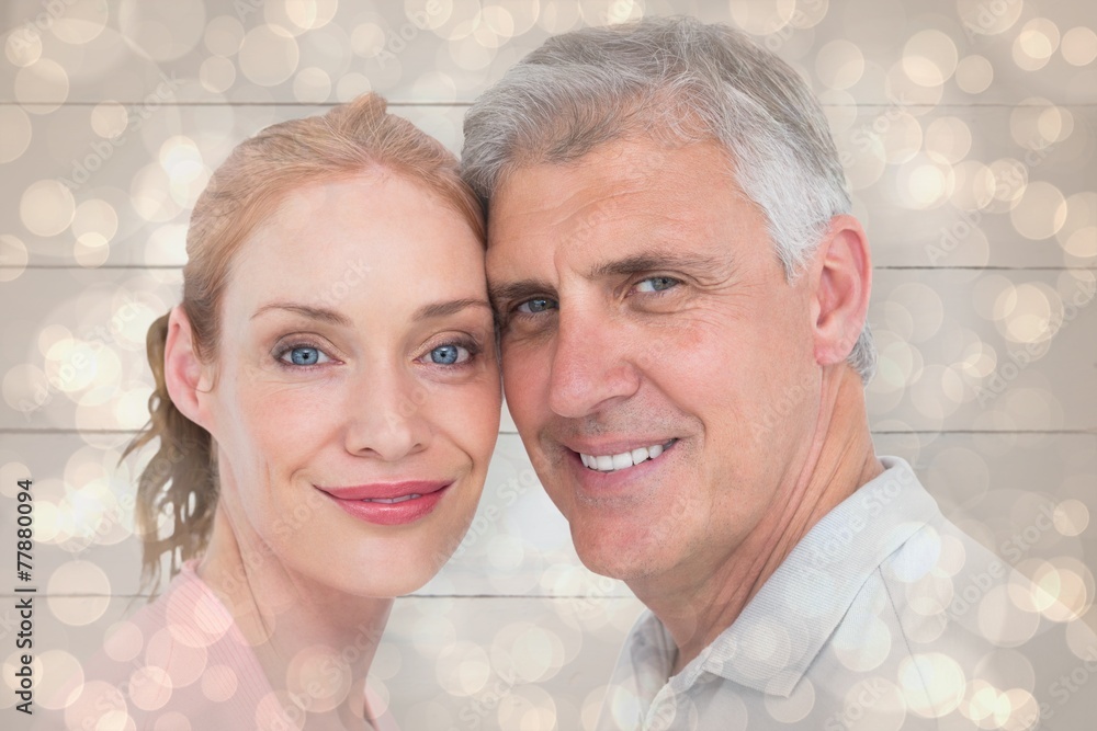 Poster composite image of casual couple smiling at camera