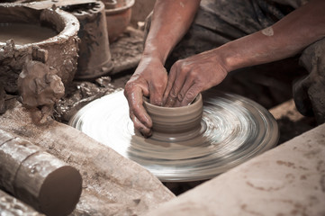 Making clay pot
