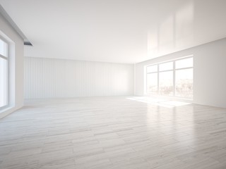 white empty interior concept with panoramic windows