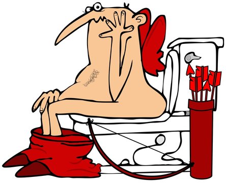 Cupid on the toilet
