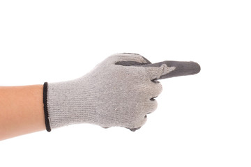 Rubber protective gray glove.
