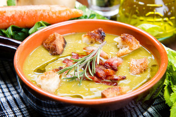 soup vegetable on bowl and ingredients