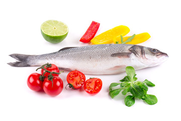 Fresh seabass with lemon and tomato