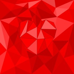 Red vector valentine heart on red wrapping surface background