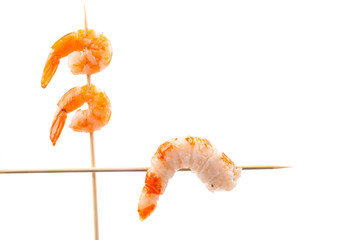 Grilled shrimps on a stick.