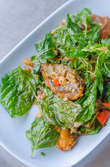 Stir Fried Pickled Eggs with Crispy Basil