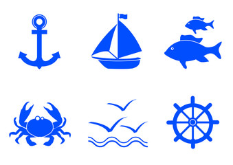 Icones mer - bleu
