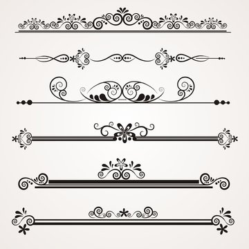 vector set with calligraphic elements