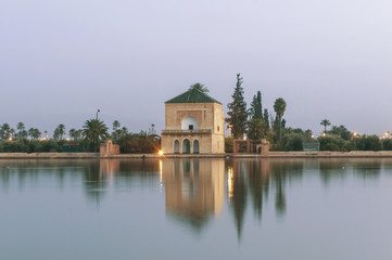 Fototapeta na wymiar Pavillion on Menara Gardens at Marrakech, Morocco