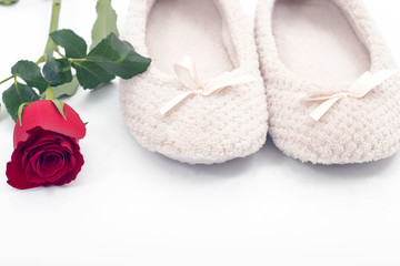 rose and plush slippers